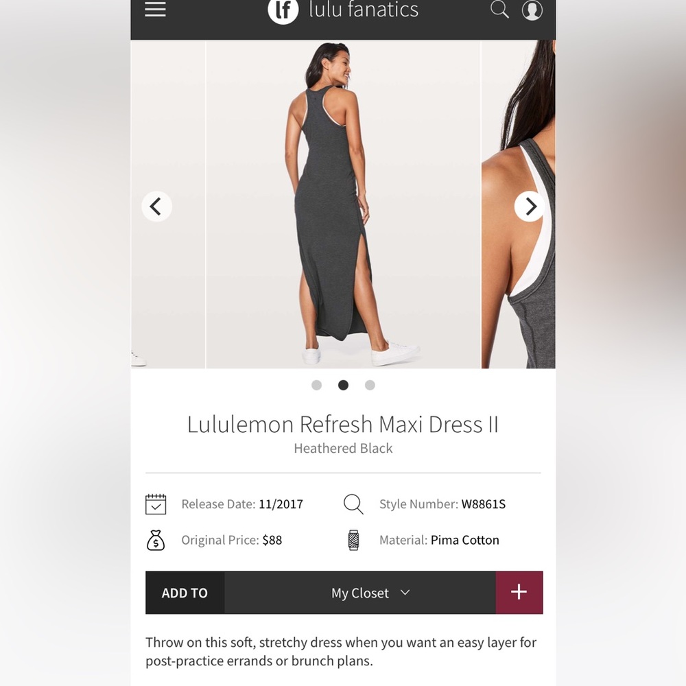 Lululemon refresh maxi dress